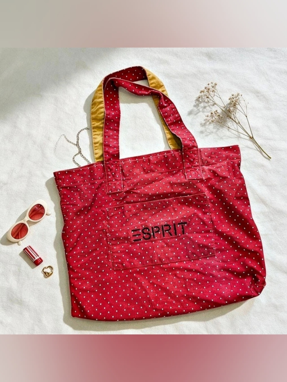 ESPRIT Polka Dot Tote in Red & White Extremely Rare